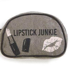 Mona B. Lipstick Junkie Upcycled Canvas Makeup Bag